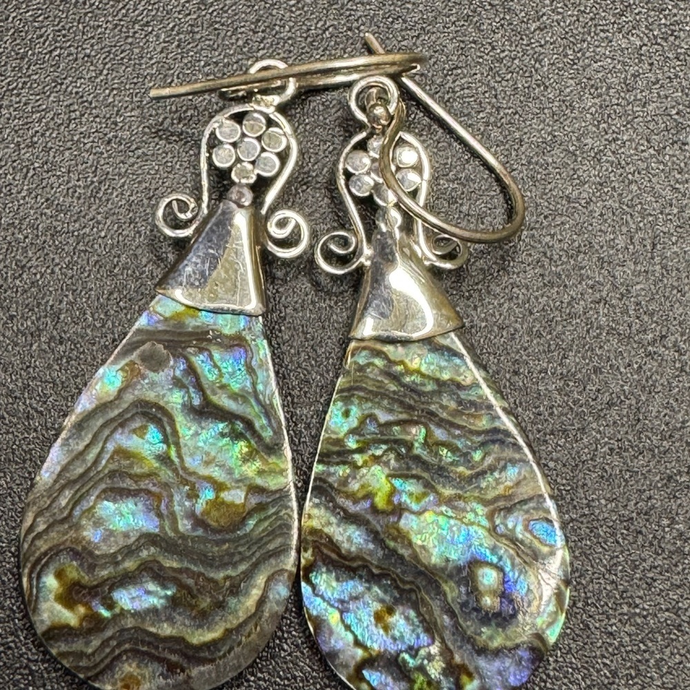 Absolutely beautiful Abalone Shell Earrings set in 925 Sterling Silver - Picture 3 of 4